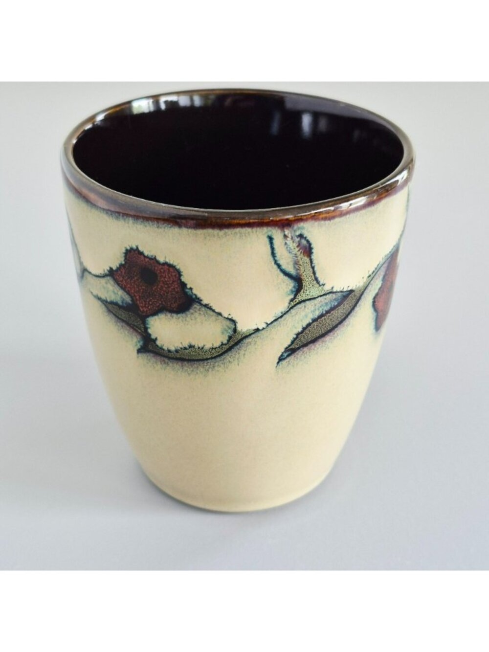 Mikasa Desert Bloom Coffee Mug Set Glossy Beige Stoneware Dark Red & Gray Floral - Picture 5 of 10